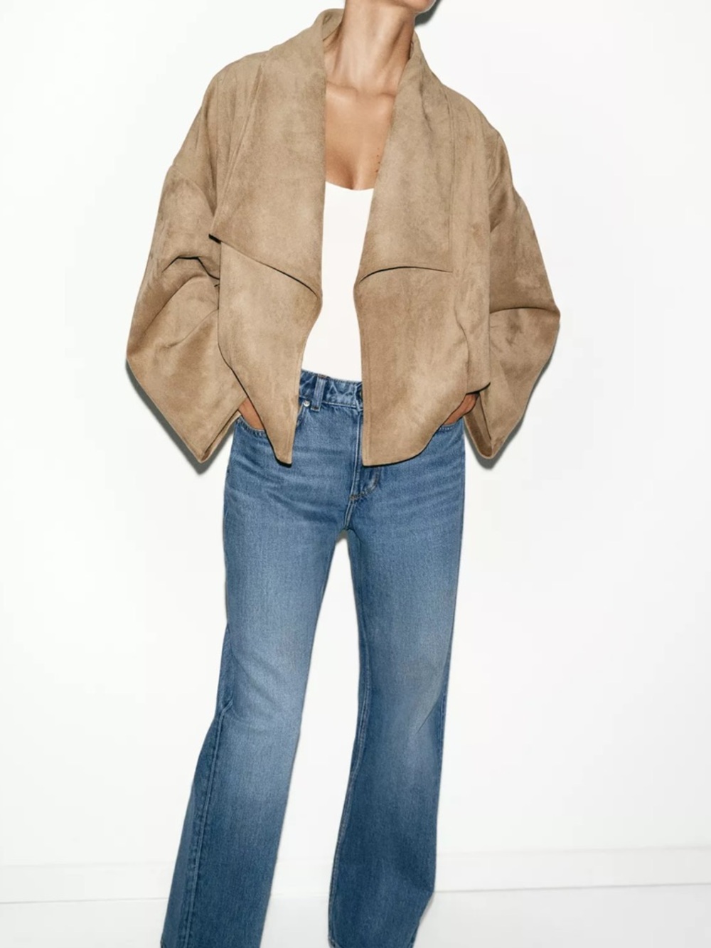 Zara faux suede wrap jacket